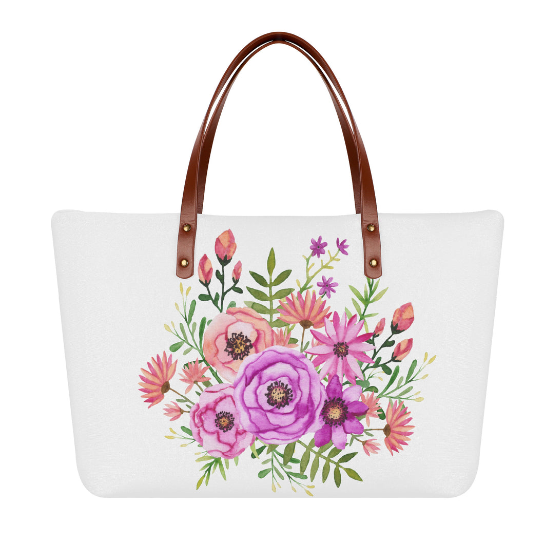 Ti Amo I love you - Exclusive Brand - White - Floral Bouquet - Womens Cloth Totes