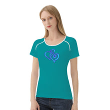 Load image into Gallery viewer, Ti Amo I love you - Exclusive Brand - Persian Green -  Double Cyan Heart - Women&#39;s T shirt
