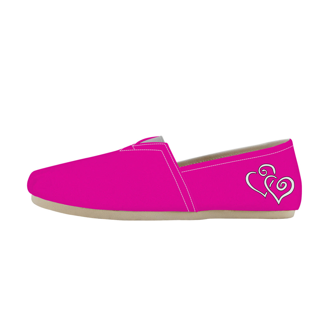 Ti Amo I love you - Exclusive Brand  - Hollywood Cerise - Double White Heart -  Casual Flat Driving Shoe