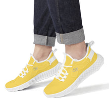 Load image into Gallery viewer, Ti Amo I love you - Exclusive Brand  - Mustard Yellow -  Double Heart - Womens Mesh Knit Shoes - White Soles
