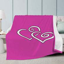 Load image into Gallery viewer, Ti Amo I love you - Exclusive Brand  - Cerise - Double White Heart - Micro Fleece Blankets
