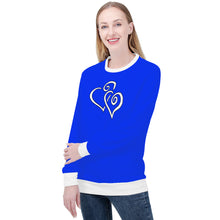 Load image into Gallery viewer, Ti Amo I love you - Exclusive Brand  - Blue Blue Eyes &amp; White - Double White Heart - Women&#39;s  Sweatshirt
