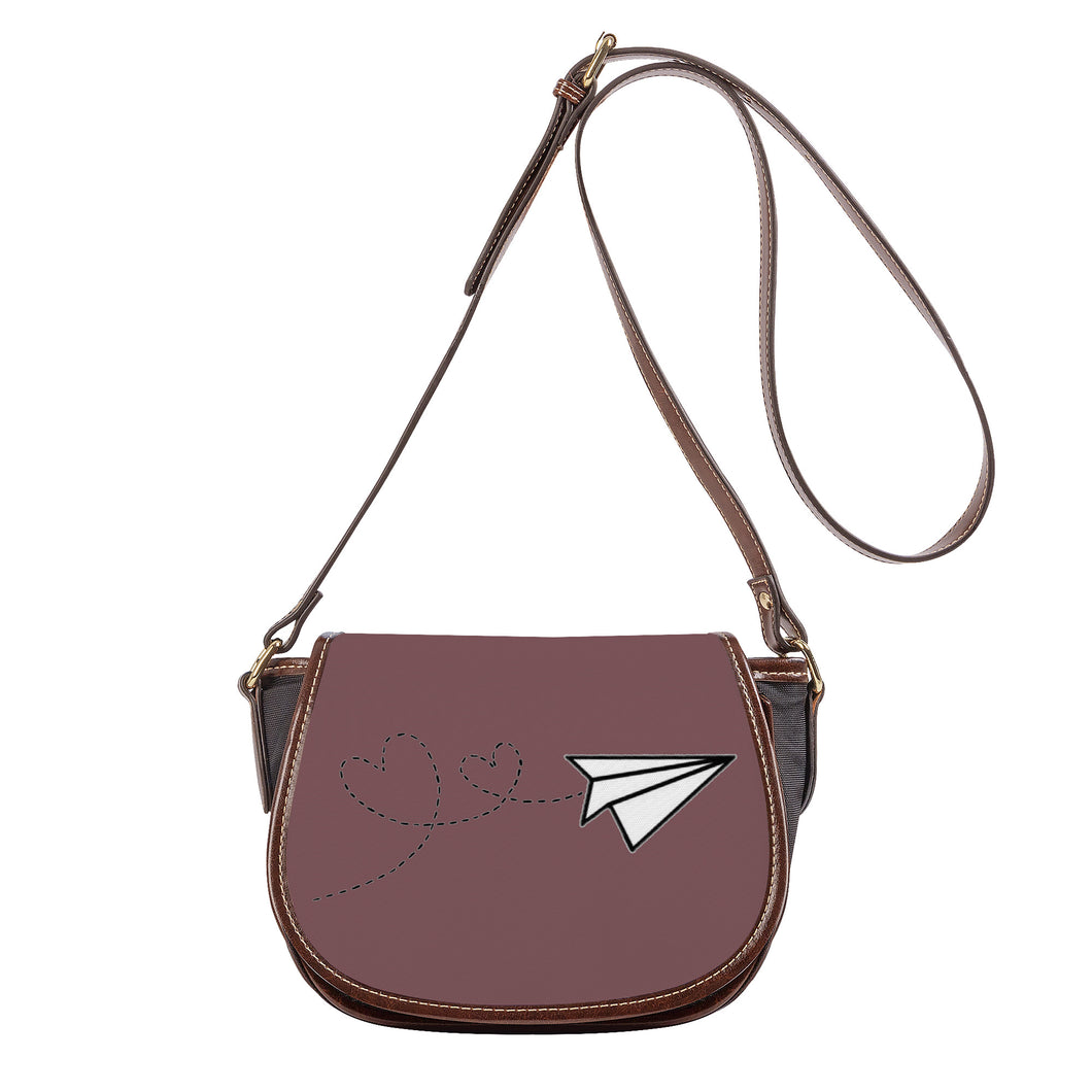 Ti Amo I love you - Exclusive Brand - Rose Brown - Paper Airplane - Saddle Bag