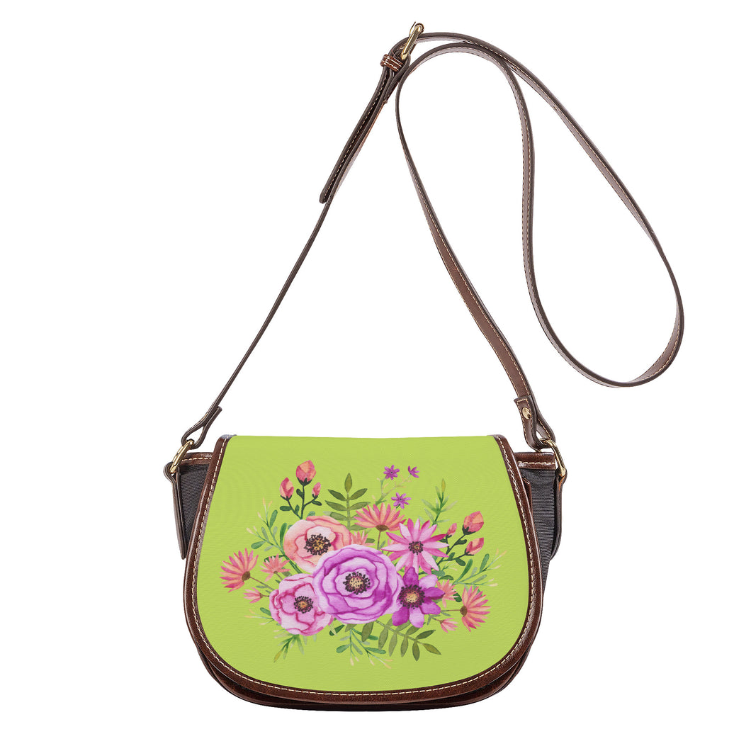 Ti Amo I love you - Exclusive Brand - Yellow Green - Floral Bouquet - Saddle Bag