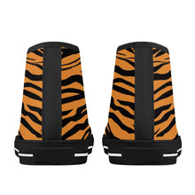 Load image into Gallery viewer, Ti Amo I love you - Exclusive Brand - Zest &amp; Black - Tiger Stripes -  High-Top Canvas Shoes - Black Soles
