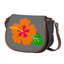 Load image into Gallery viewer, Ti Amo I love you - Exclusive Brand - Dove Gray - Hawaiian Flower -  Saddle Bag
