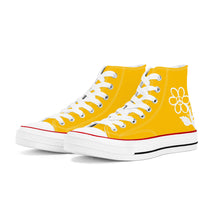 Load image into Gallery viewer, Ti Amo I love you - Exclusive Brand  - Amber - White Daisy - High Top Canvas Shoes - White  Soles
