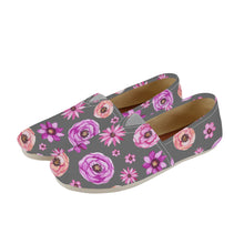 Load image into Gallery viewer, Ti Amo I love you  - Exclusive Brand  - Medium Grey with Flowers - Womens Casual Flats - Ladies Driving Shoes
