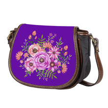 Load image into Gallery viewer, Ti Amo I love you - Exclusive Brand - True Purple - Floral Bouquet - Saddle Bag
