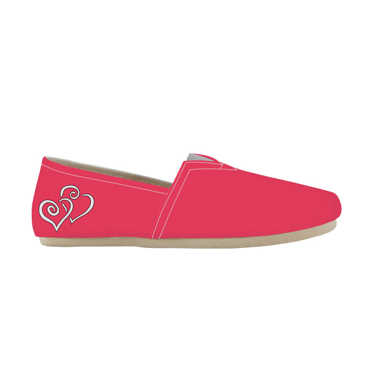 Ti Amo I love you - Exclusive Brand  - Radical Red - Double White Heart - Womens Casual Flat Driving Shoe