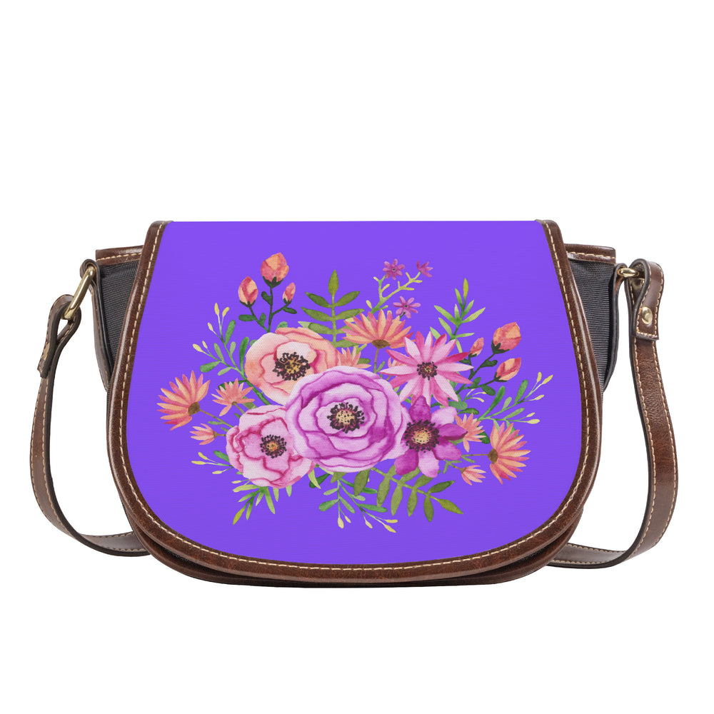 Ti Amo I love you - Exclusive Brand - Light Purple -Floral Bouquet - Saddle Bag
