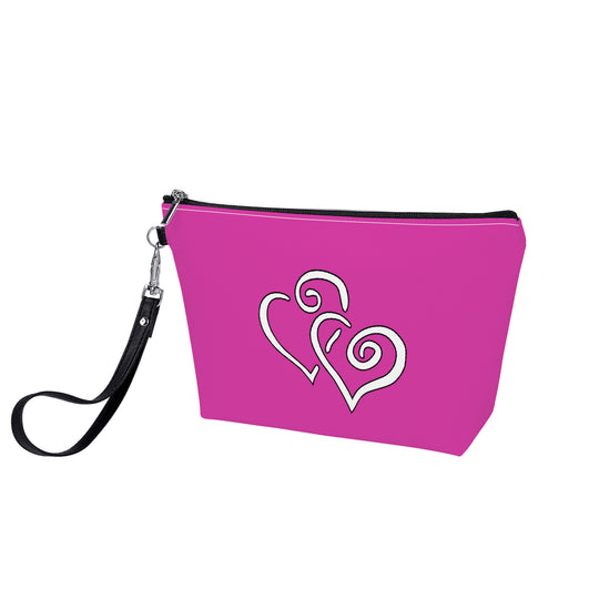Ti Amo I love you- Exclusive Brand  - Cerise - Double White Heart - Sling Cosmetic Bag