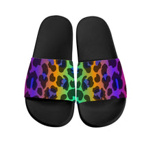 Load image into Gallery viewer, Ti Amo I love you  - Exclusive Brand - Rainbow Animal Pattern - Womens / Childrens  / Youth  - Slide Sandals - Black Soles
