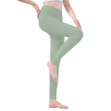 Load image into Gallery viewer, Ti Amo I love you - Exclusive Brand   - Green Spring  - White Daisy -  Yoga Leggings
