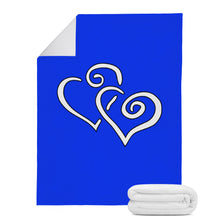 Load image into Gallery viewer, Ti Amo I love you - Exclusive Brand  - Blue Blue Eyes - Micri Fleece Double White Heart - Micro Fleece Blankets
