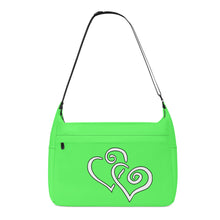 Load image into Gallery viewer, Ti Amo I love you - Exclusive Brand - Screamin&#39; Green - Double White Heart - Journey Computer Shoulder Bag
