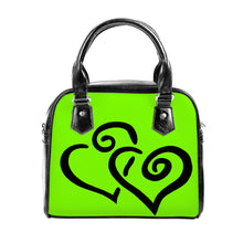 Load image into Gallery viewer, Ti Amo I love you - Exclusive Brand - Chartreuse (Lawn Green) - Double Black Heart -  Shoulder Handbag
