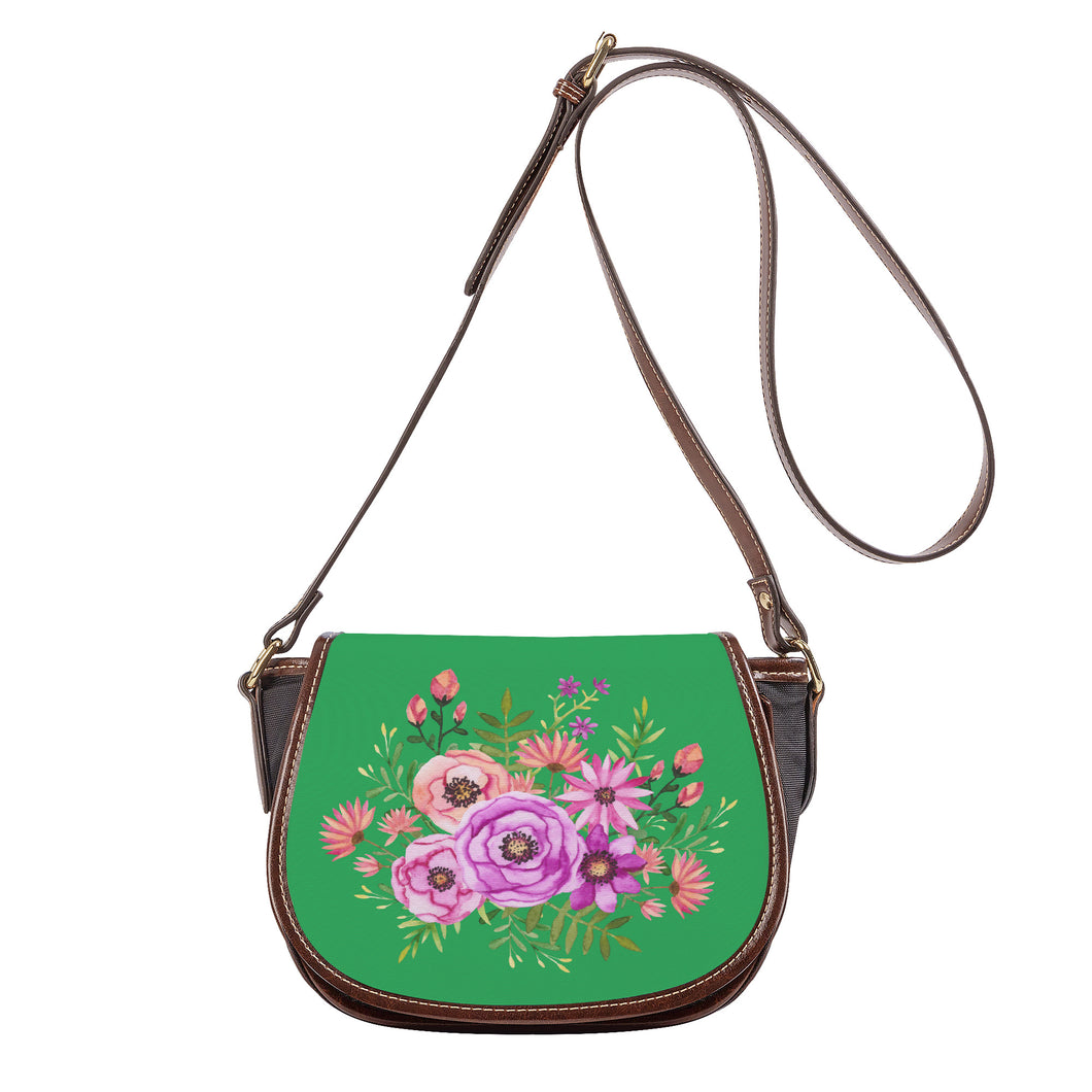 Ti Amo I love you - Exclusive Brand - Asada Green - Floral Bouquet - Saddle Bag