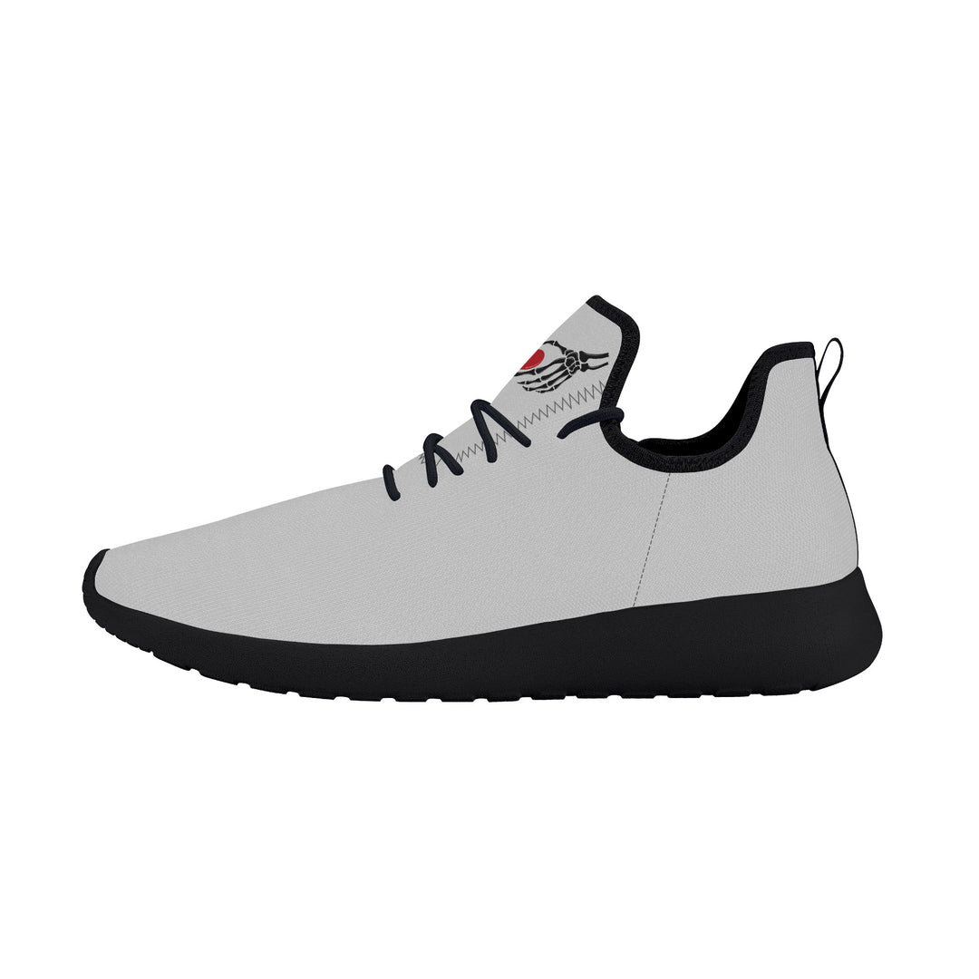 Ti Amo I love you - Exclusive Brand - Alto Gray - Skelton Hands with Heart - Mens / Womens - Lightweight Mesh Knit Sneaker - Black Soles