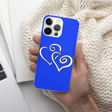 Load image into Gallery viewer, Ti Amo I love you - Exclusive Brand - Blue Blue Eyes - Double White Heart - iPhone 14 Transparent Acrylic Case (3 cameras)
