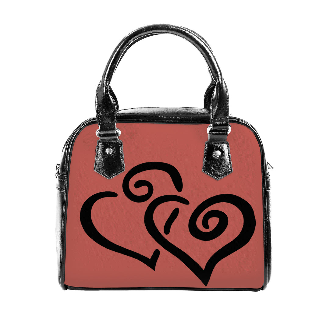 Ti Amo I love you - Exclusive Brand - Earth Red - Double Black Heart -  Shoulder Handbag