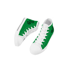 Load image into Gallery viewer, Ti Amo I love you - Exclusive Brand - Fun Green - Double Black Heart - Kids High Top Canvas Shoes
