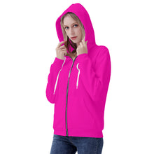 Load image into Gallery viewer, Ti Amo I love you - Exclusive Brand - Hollywood Cerise - Double White Heart - Zip Hoodie
