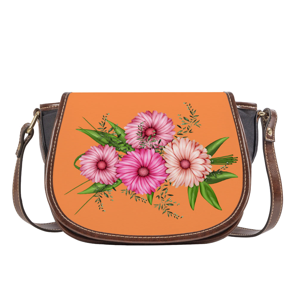 Ti Amo I love you - Exclusive Brand - Coral - Pink Floral - Saddle Bag