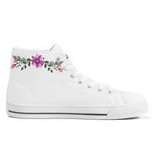 Load image into Gallery viewer, Ti Amo I love you  - Exclusive Brand -  white - Floral Swag - High-Top Canvas Shoes - White
