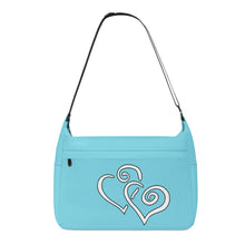 Load image into Gallery viewer, Ti Amo I love you - Exclusive Brand - Medium Sky Blue - Double White Heart - Journey Computer Shoulder Bag
