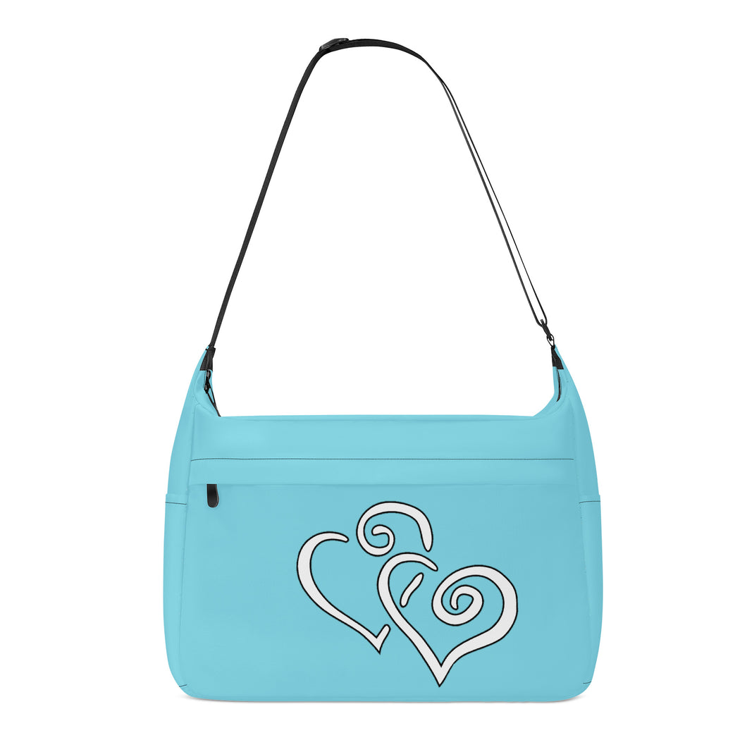 Ti Amo I love you - Exclusive Brand - Medium Sky Blue - Double White Heart - Journey Computer Shoulder Bag