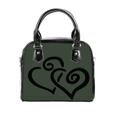Load image into Gallery viewer, Ti Amo I love you - Exclusive Brand - Lunar Green - Double Black Heart -  Shoulder Handbag
