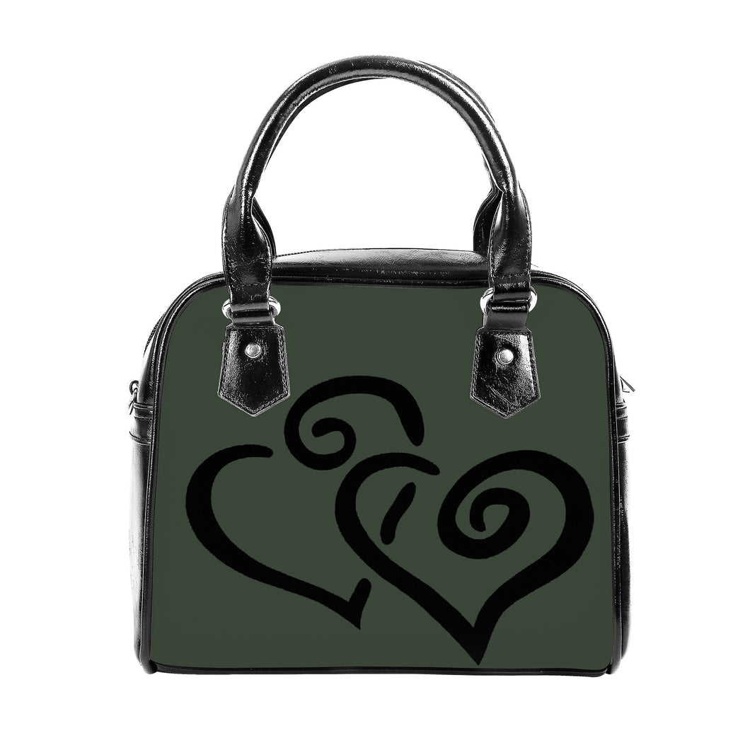 Ti Amo I love you - Exclusive Brand - Lunar Green - Double Black Heart -  Shoulder Handbag