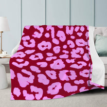 Load image into Gallery viewer, Ti Amo I love you - Exclusive Brand  -Burgundy &amp; Mauve Animal Print -  Micro Fleece Blankets
