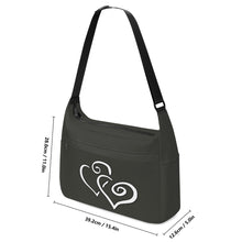 Load image into Gallery viewer, Ti Amo I love you - Exclusive Brand - Black Olive - Double White Heart - Journey Computer Shoulder Bag
