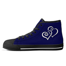 Load image into Gallery viewer, Ti Amo I love you - Exclusive Brand  - Stratos - Double White Heart High-Top Canvas Shoes - Black Soles
