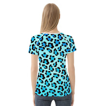 Load image into Gallery viewer, Ti Amo I love you - Exclusive Brand - Bright Turqoiuse &amp; Ice Cold Leopard Pattern - Women&#39;s T shirt - Sizes XS-2XL
