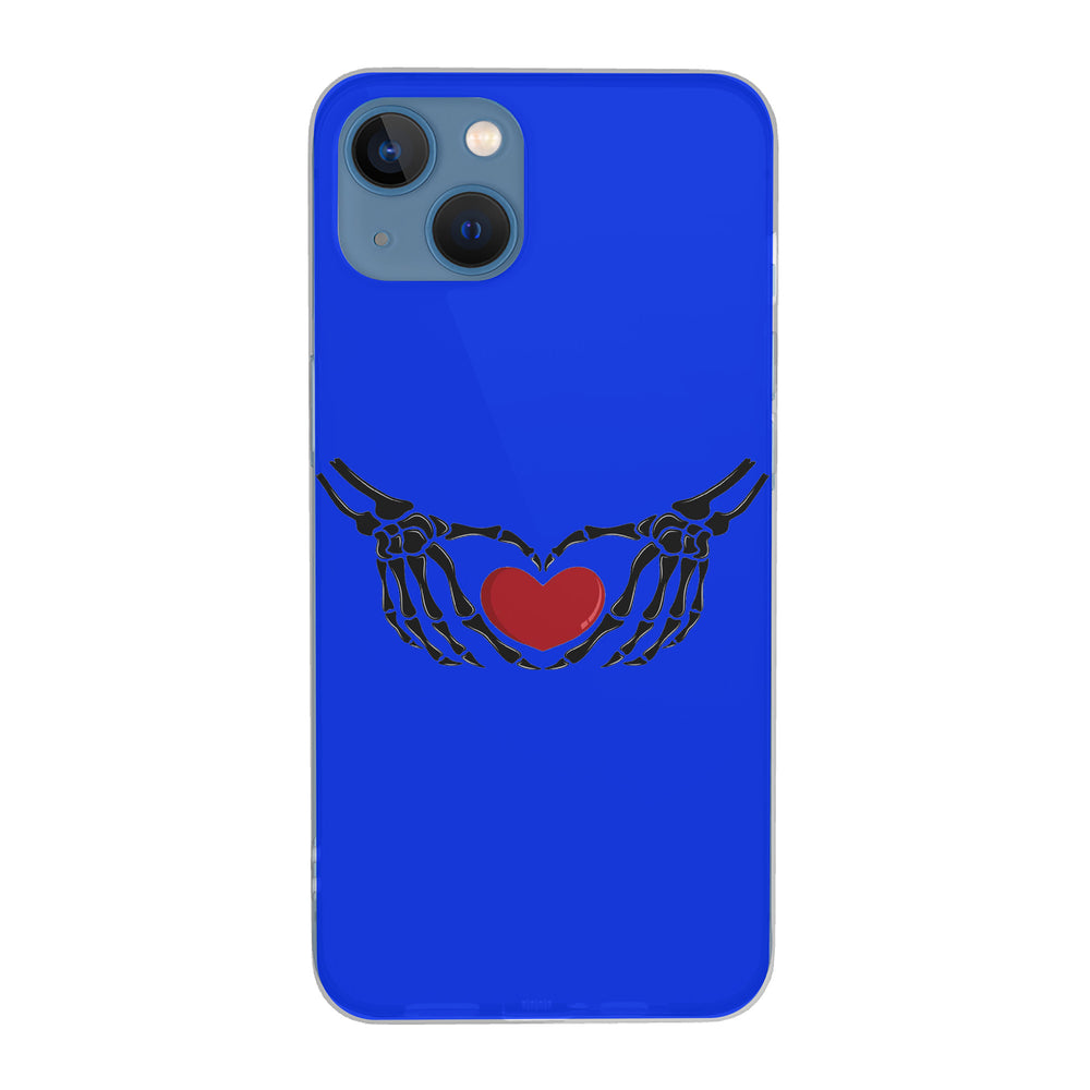 Ti Amo I love you - Exclusive Brand - Blue Blue Eyes - Skeleton Hands with Heart  - iPhone 13 Transparent Case (2 cameras)