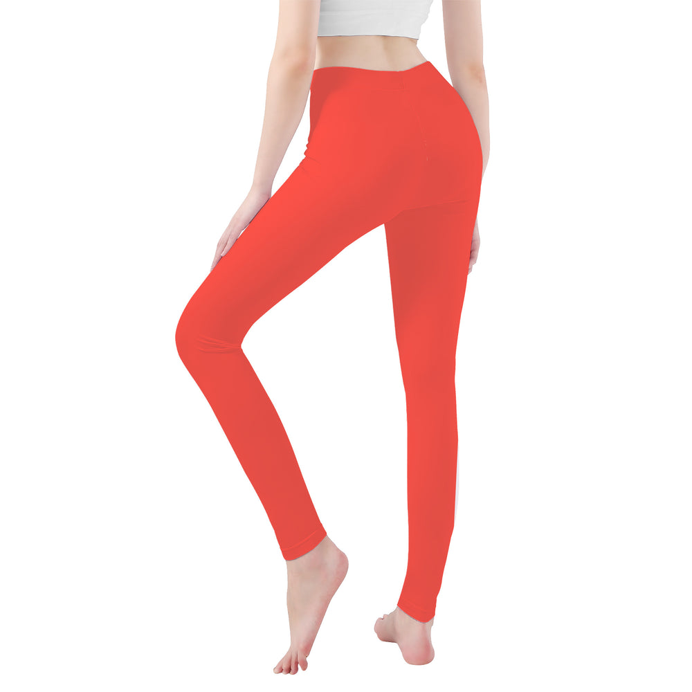 Ti Amo I love you - Exclusive Brand  - Orange Red -  White Daisy -  Yoga Leggings