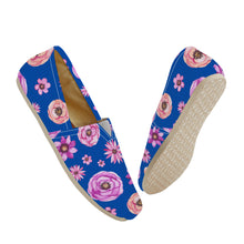 Load image into Gallery viewer, Ti Amo I love you  - Exclusive Brand  - Cobalt Blue with Flowers - Casual Flat Driving Shoe
