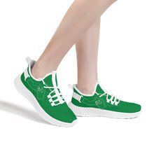 Load image into Gallery viewer, Ti Amo I love you - Exclusive Brand  - Fun Green -  Double Heart - Womens Mesh Knit Shoes - White Soles
