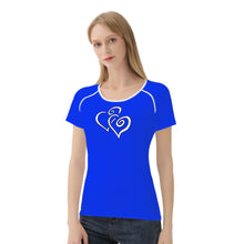 Load image into Gallery viewer, TI Amo I love you - Exclusive Brand - Blue Blue Eyes - Double White Heart - Women&#39;s T shirt
