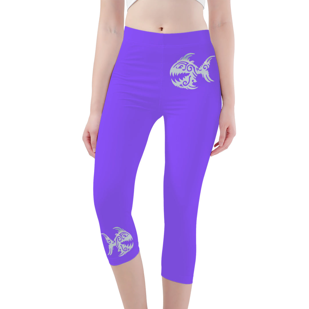 Ti Amo I love you - Exclusive Brand  - Light Purple - Angry Fish - Capri Yoga Leggings - Sizes XS-3XL