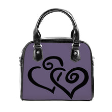 Load image into Gallery viewer, Ti Amo I love you - Exclusive Brand - High Society Purple - Double Black Heart -  Shoulder Handbag
