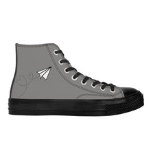 Load image into Gallery viewer, Ti Amo I love you - Exclusive Brand  - Natural Gray - Paper Airplane - High Top Canvas Shoes - Black Soles
