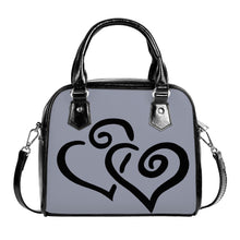 Load image into Gallery viewer, Ti Amo I love you - Exclusive Brand - Manatee Gray - Double Black Heart -  Shoulder Handbag
