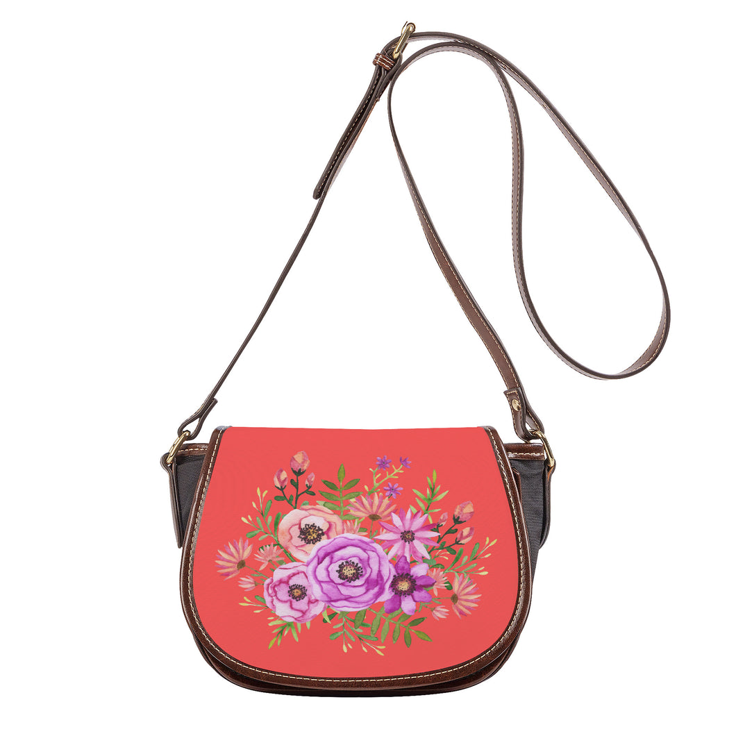 Ti Amo I love you - Exclusive Brand - Airbnb Red - Floral Bouquet - Saddle Bag