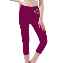 Load image into Gallery viewer, Ti Amo I love you - Exclusive Brand  - Tyrian Purple - Angry Fish -  Womens / Teen Girls / Womens Plus Size - Capri Yoga Leggings - Sizes XS-3XL
