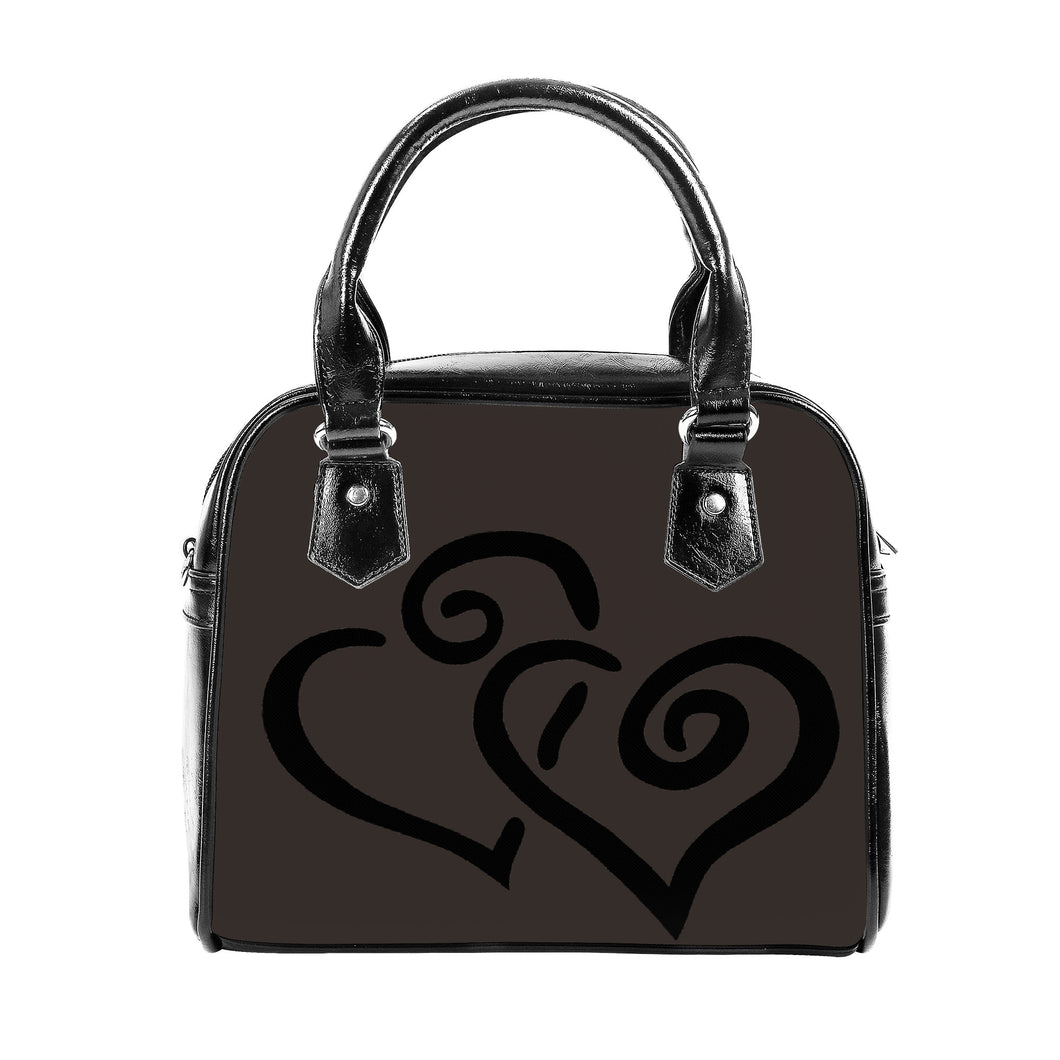 Ti Amo I love you - Exclusive Brand - Taupe - Double Black Heart -  Shoulder Handbag