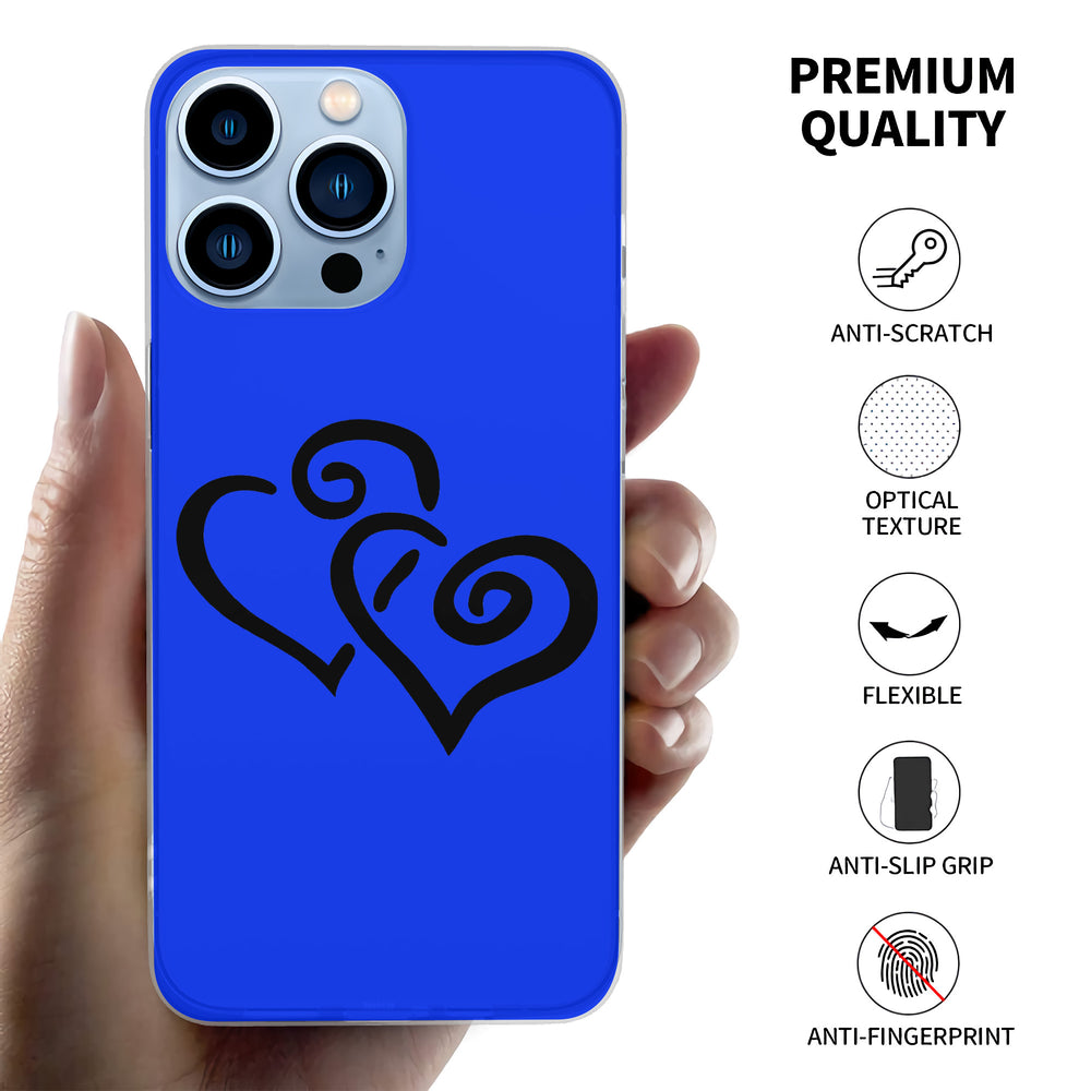 Ti Amo I love you - Exclusive Brand  - Blue Blue Eyes - Double Black Heart - iPhone 13 Transparent Case (3 cameras)